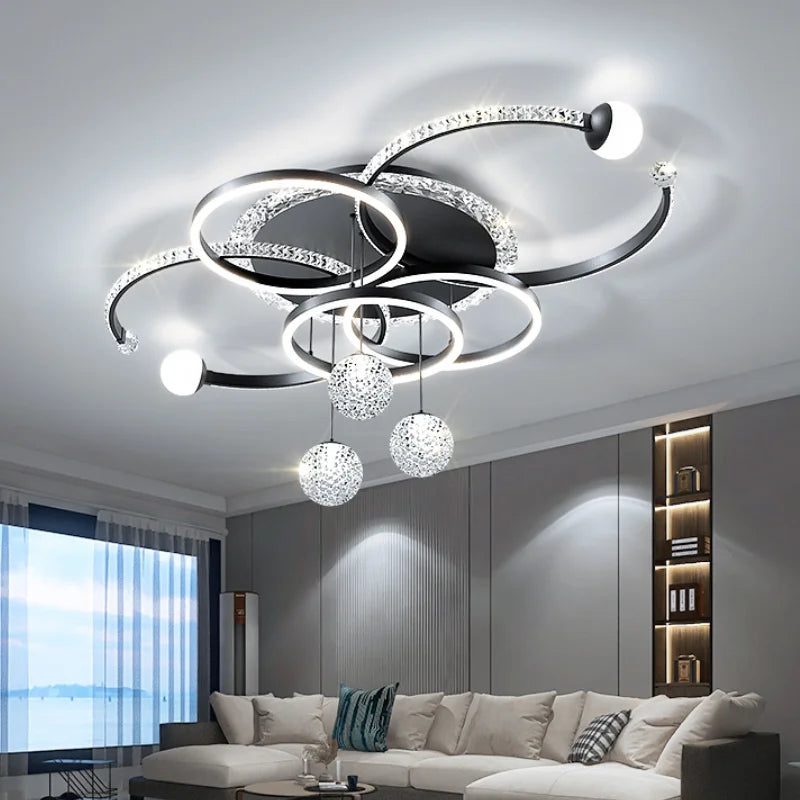 Modern luxury LED ceiling light from Corporación Turística, adjustable and elegant gold design with remote control.