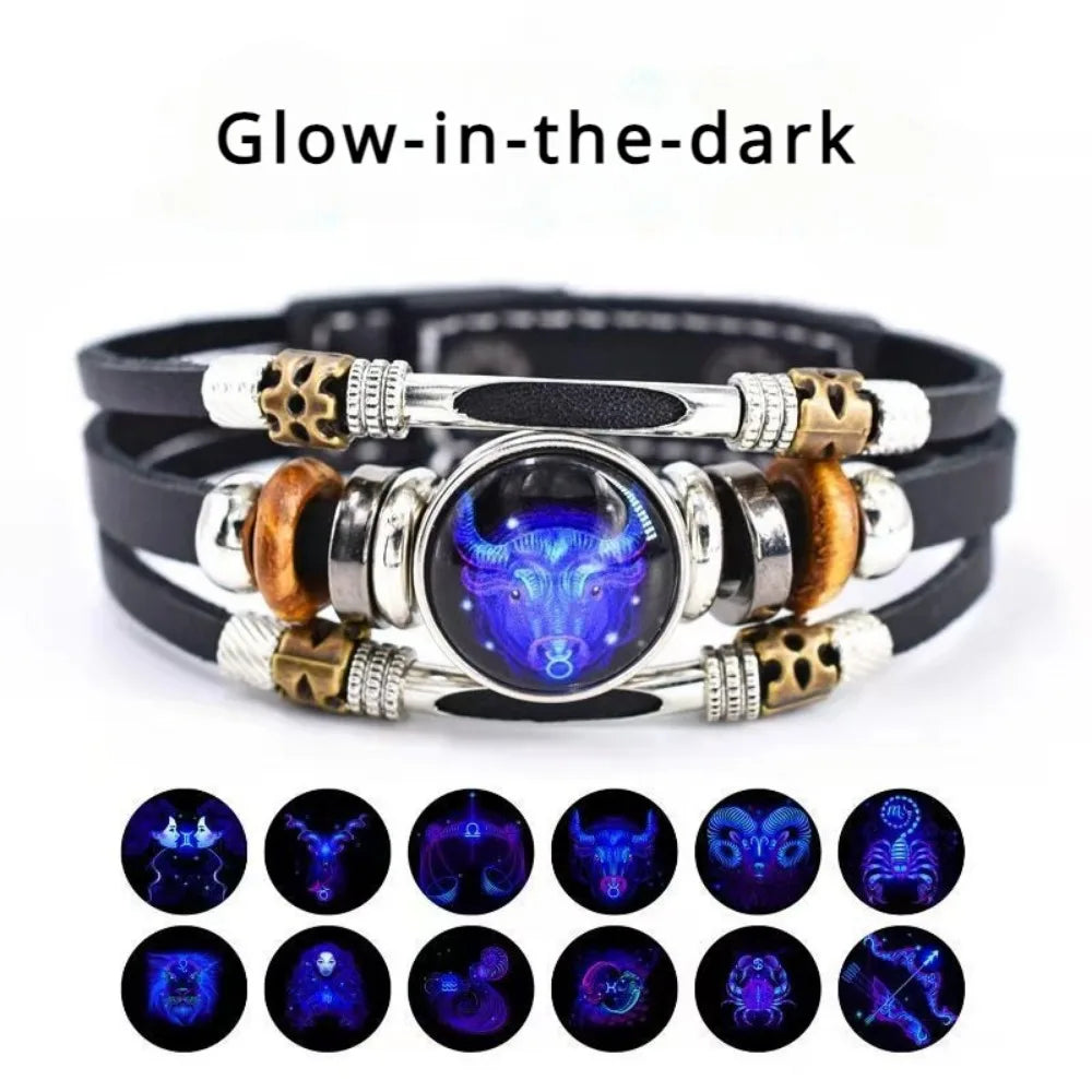 Unisex leather constellation bracelet with multiple layers featuring Sagittarius sign, part of Corporación Turística jewelry collection.