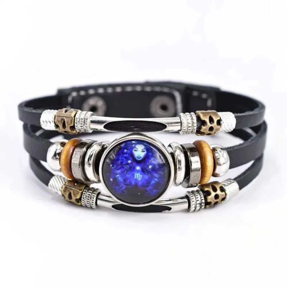 Unisex leather constellation bracelet with multiple layers featuring Sagittarius sign, part of Corporación Turística jewelry collection.