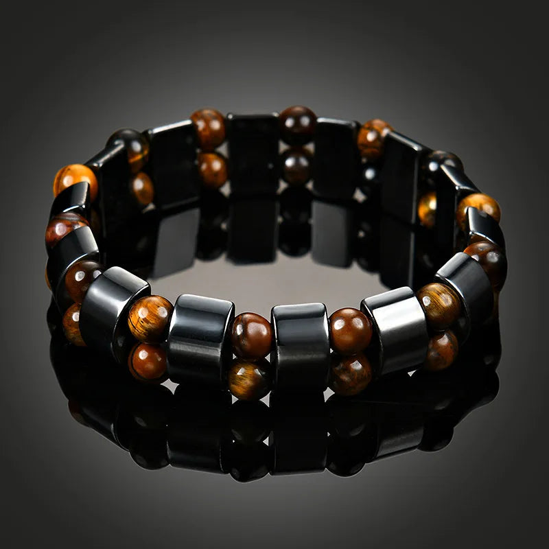 Elegant men's tiger's eye bracelet featuring natural red stone, durable jewelry piece with polished finish, suitable for stylish accessories.