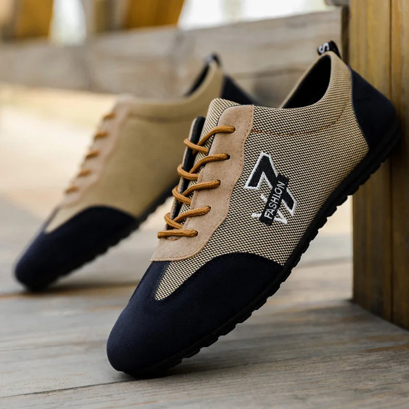 Men's breathable mesh casual shoes by Corporación Turística in khaki, featuring lightweight design and comfortable fit.