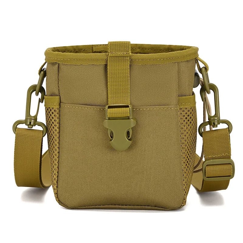 Khaki tactical Molle belt bag with cord for waist or belt, designed for outdoor and tactical use by Corporación Turística.