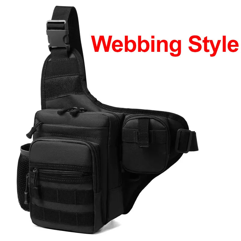 Khaki tactical Molle kidney bag for men, chest pouch with multiple compartments, made by Corporación Turística.