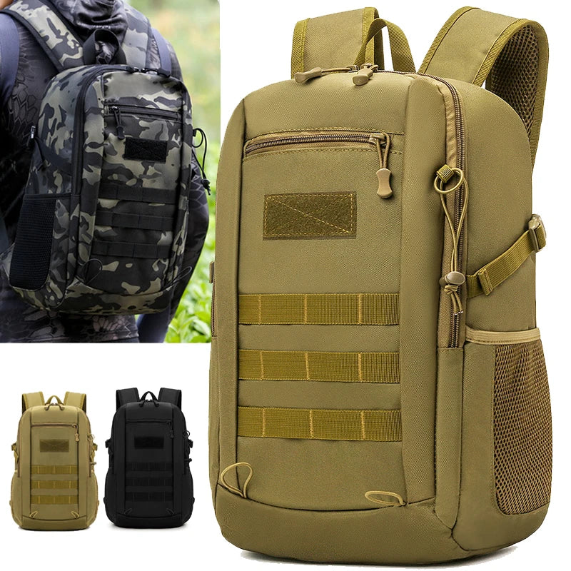 Khaki Corporación Turística outdoor travel backpack in 10L and 20L sizes, compact mini backpack for hiking and outdoor adventures.