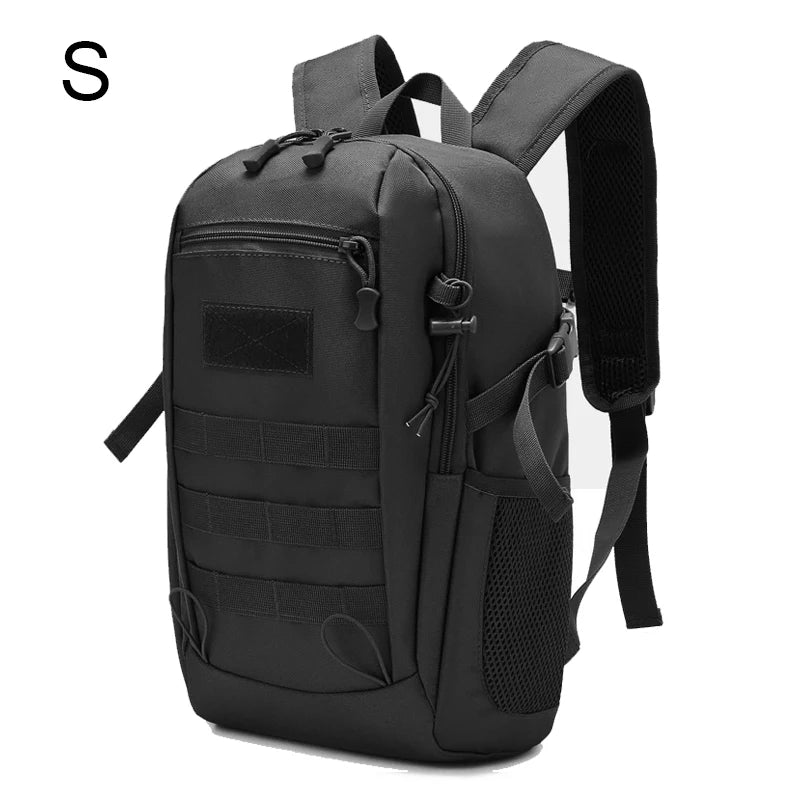 Khaki outdoor travel backpack by Corporación Turística, 10L and 20L mini hiking backpack with adjustable straps and multiple compartments.