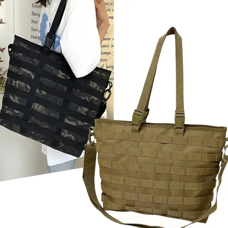 Large khaki gym and fitness tote bag by Corporación Turística with a sturdy hook and spacious interior for active use.