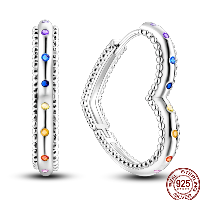 Colorful sterling silver 925 hoop earrings with vibrant designs, perfect for adding a lively touch to any outfit.