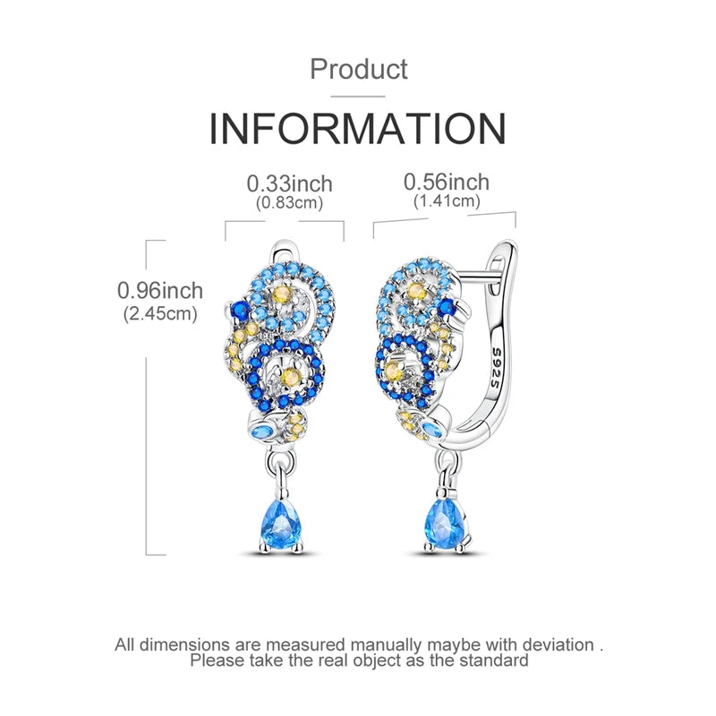 Starry Night Van Gogh silver earrings by Corporación Turística featuring intricate night sky design and artistic detail.