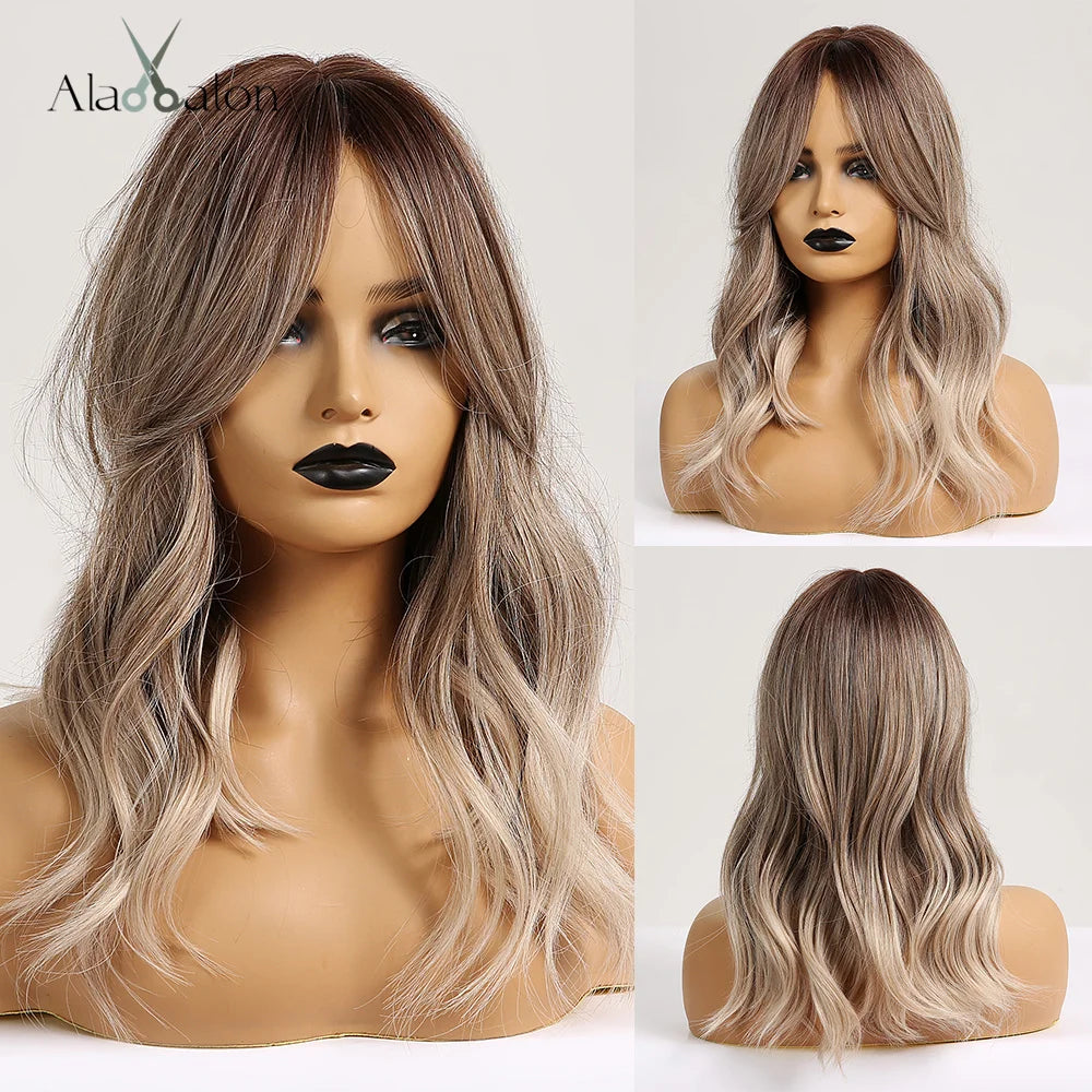 Synthetic hair wig for women by Alan Eaton, featuring long, straight black hair on a mannequin head.