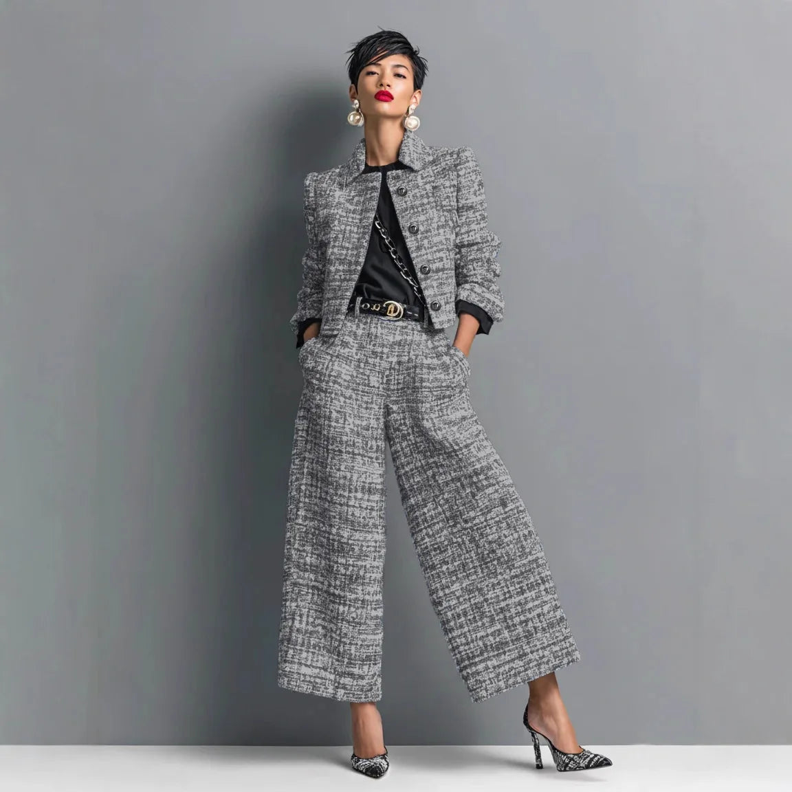 Light blue 2-piece women's set from Corporación Turística featuring a short jacket and matching pants, size XXL.