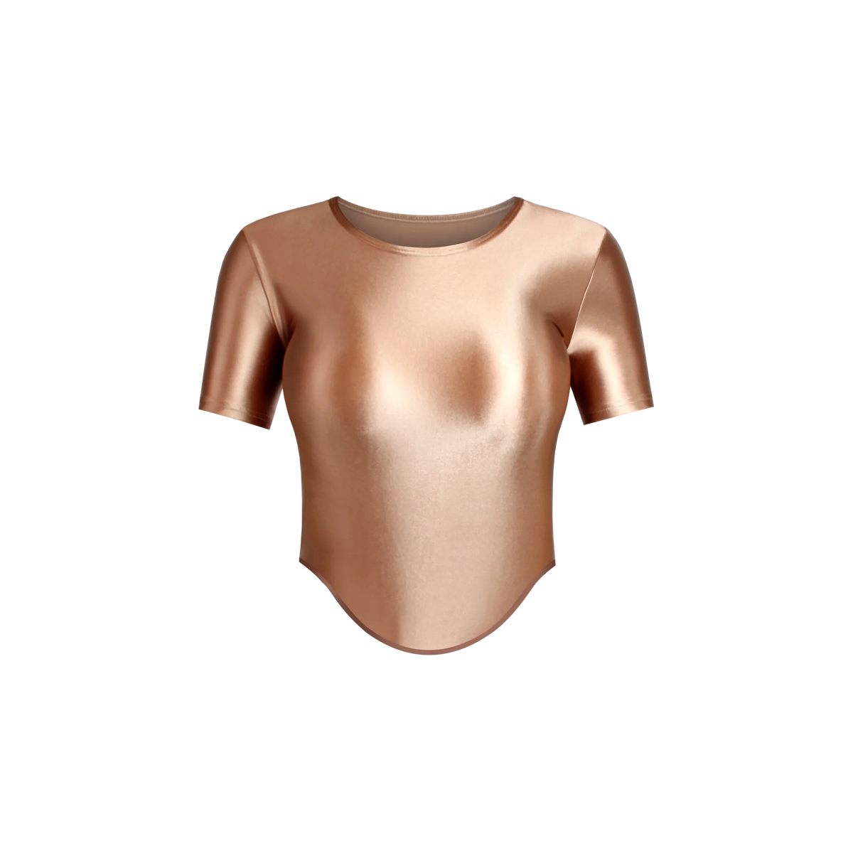Light purple women's elastic, shiny, and soft T-shirt by MJINM, featuring a fitted design and smooth fabric.