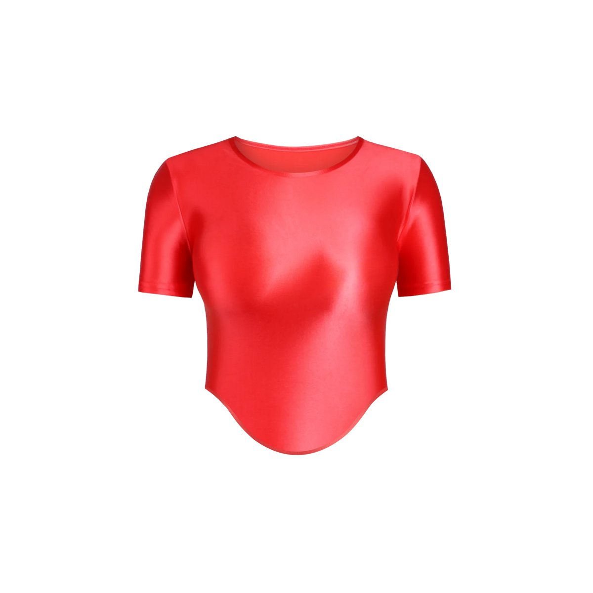 Light purple elastic and soft women's T-shirt from MJINM by Corporación Turística, showcasing a fitted, shiny fabric.