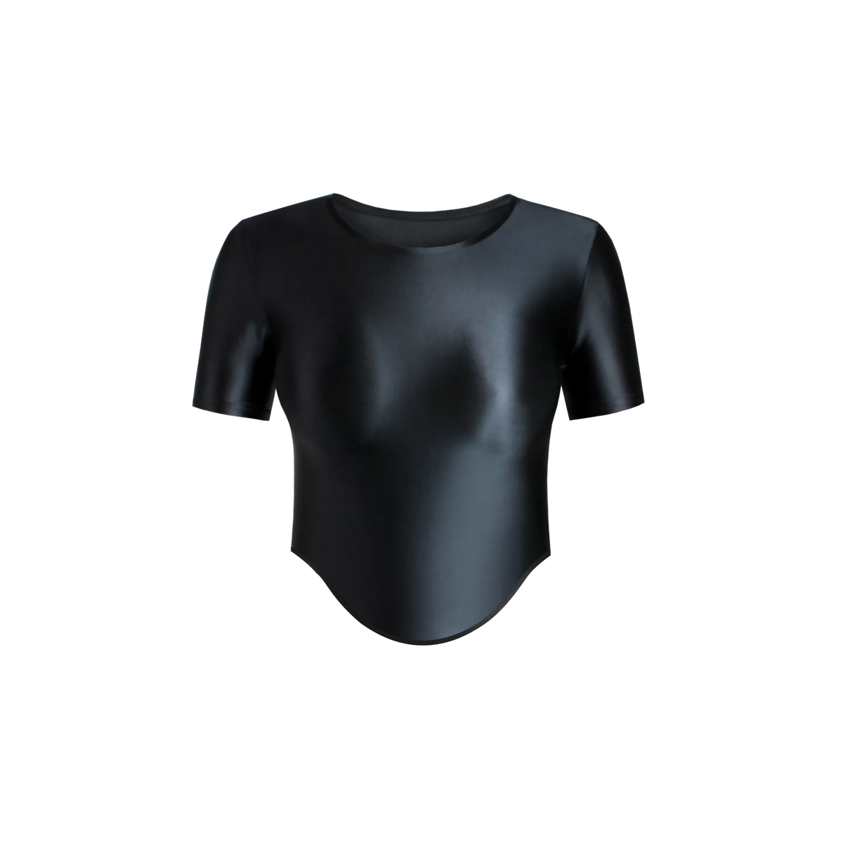Light purple women's elastic, shiny, and soft T-shirt by MJINM, featuring a comfortable fit and smooth fabric.