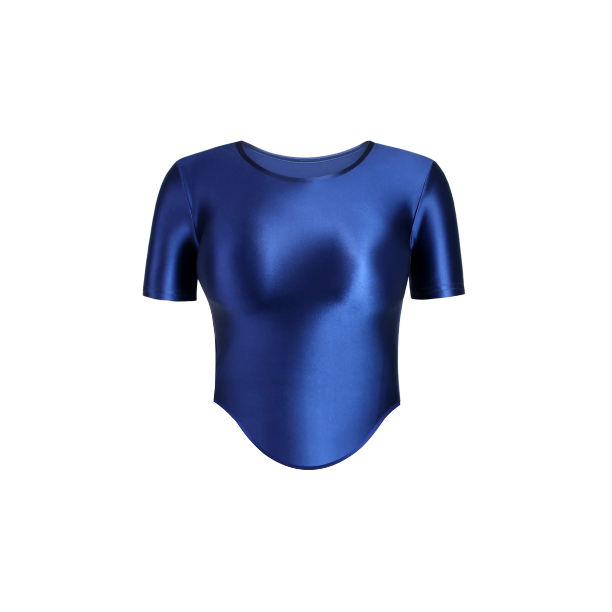 Light purple elastic and soft women's T-shirt by MJINM, featuring a shiny, comfortable fabric for casual wear.