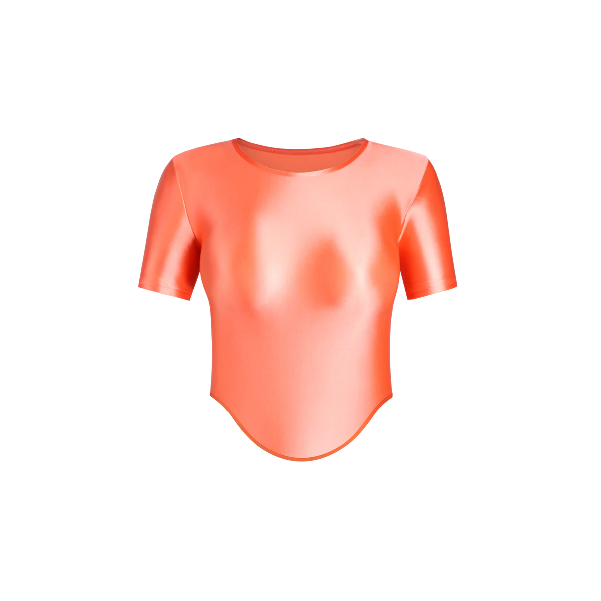 Light purple stretchy and soft women's T-shirt from MJINM, featuring a shiny, smooth fabric for comfortable wear.