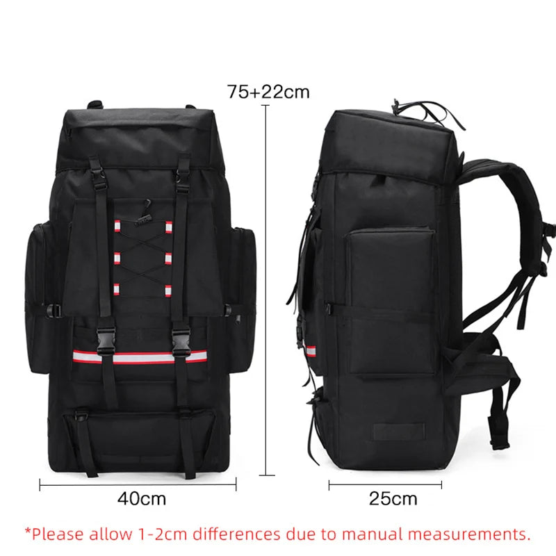 Large 130L hiking and camping backpack by Corporación Turística, featuring multiple compartments and adjustable straps.