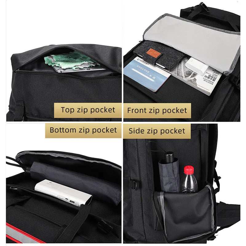 Large 130L hiking and camping backpack by Corporación Turística, showing sturdy straps and spacious main compartment.