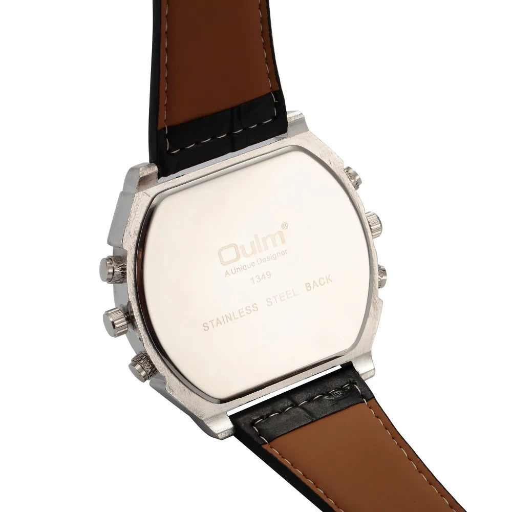 Nuevo modelo OULM reloj de cuarzo para hombre con correa marrón, elegante y moderno, de la marca Corporación Turística.