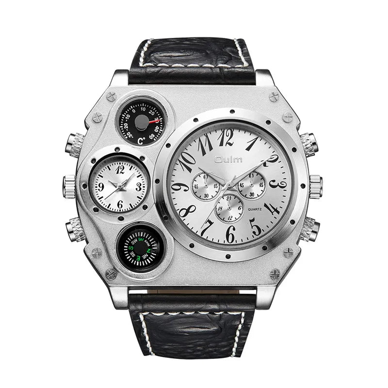 Nuevo modelo OULM reloj de cuarzo para hombre con correa marrón, elegante y moderno, de la marca Corporación Turística.