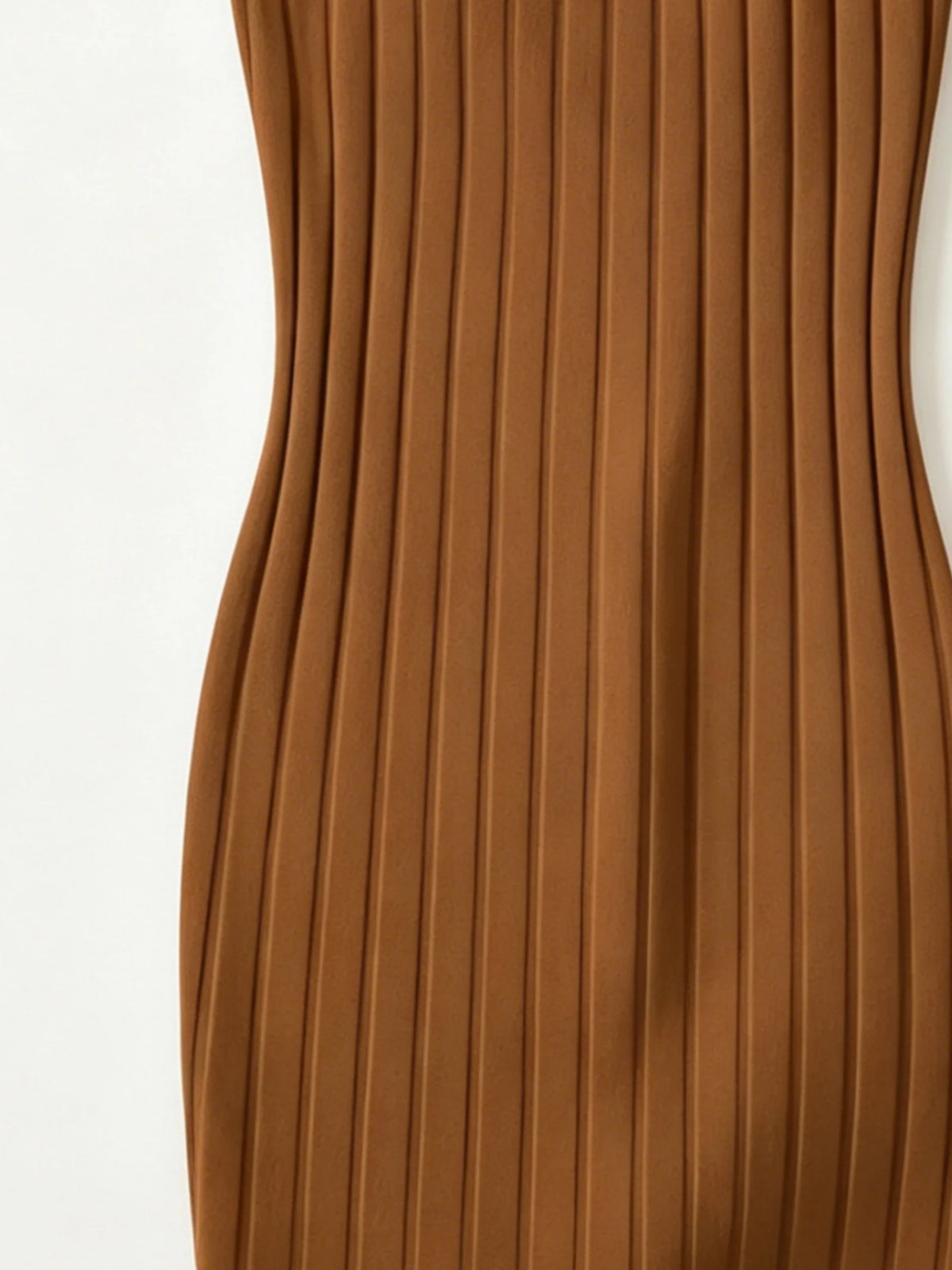 Dark brown fitted mini knit dress featuring ribbed texture, designed for women, by Corporación Turística.
