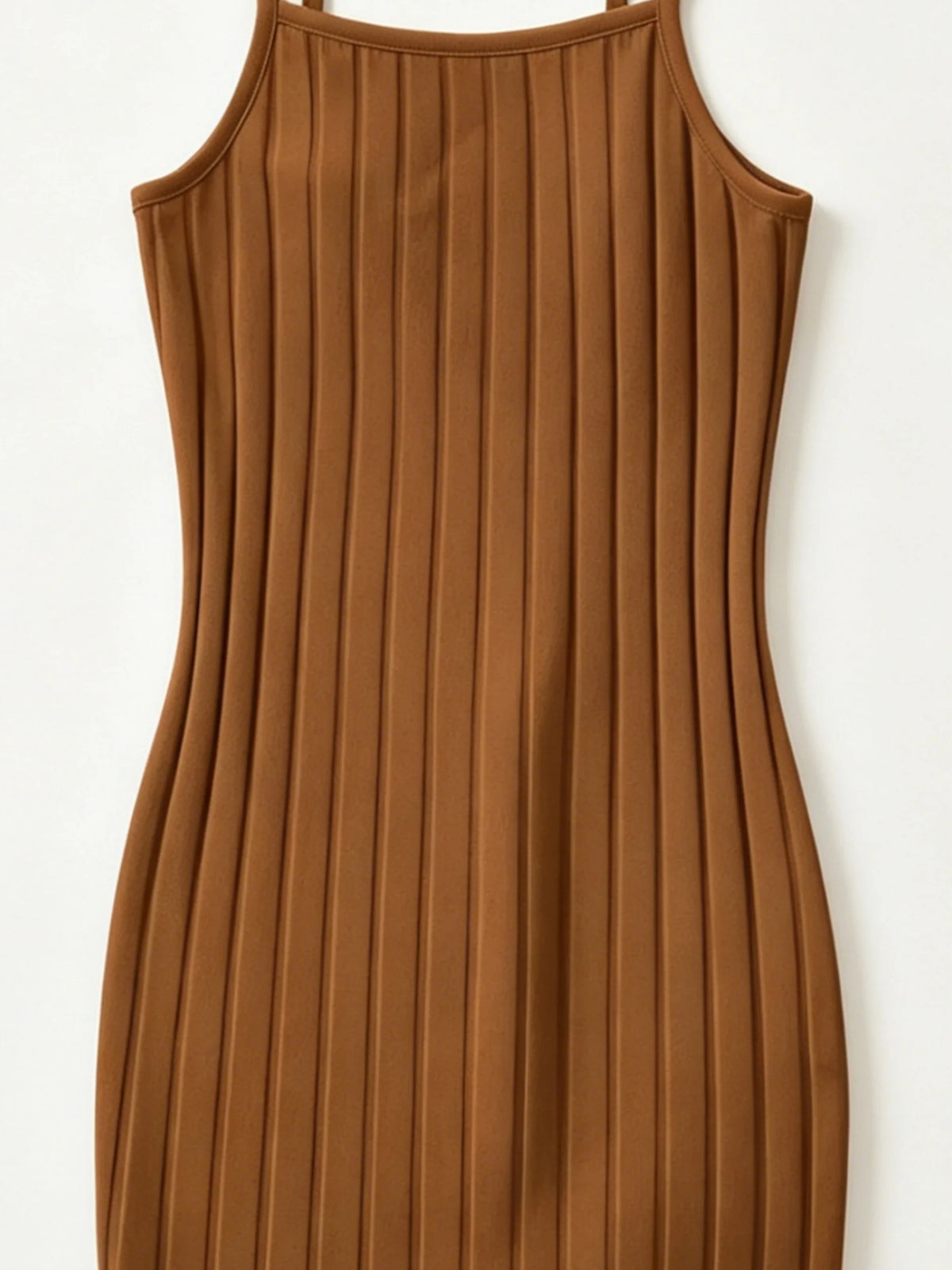 Dark brown fitted ribbed knit mini dress for women, stylish and form-fitting, from Corporación Turística.