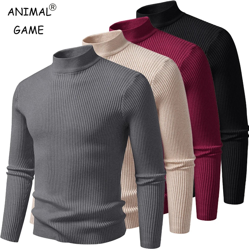 Brown men's jersey with mock collar and long sleeves, featuring a comfortable fit from Corporación Turística.