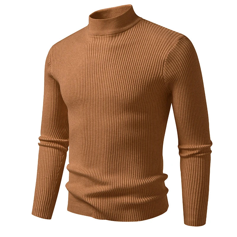 Men's brown jersey with faux collar, long sleeves, and comfortable fit, designed by Corporación Turística.