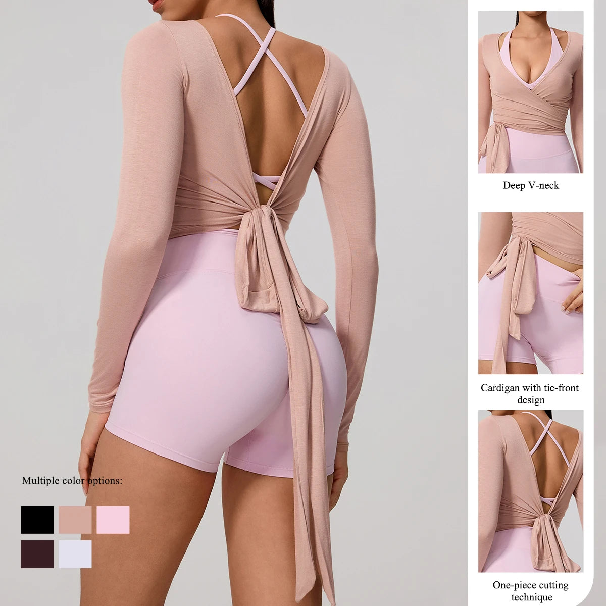 Long-sleeve summer yoga top for women by Corporación Turística, shown in a light, breathable fabric ideal for active wear.