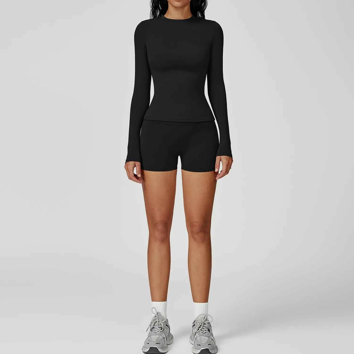 Mocha brown yoga set with 2 pieces from Corporación Turística, comfortable sportswear for exercise and relaxation.