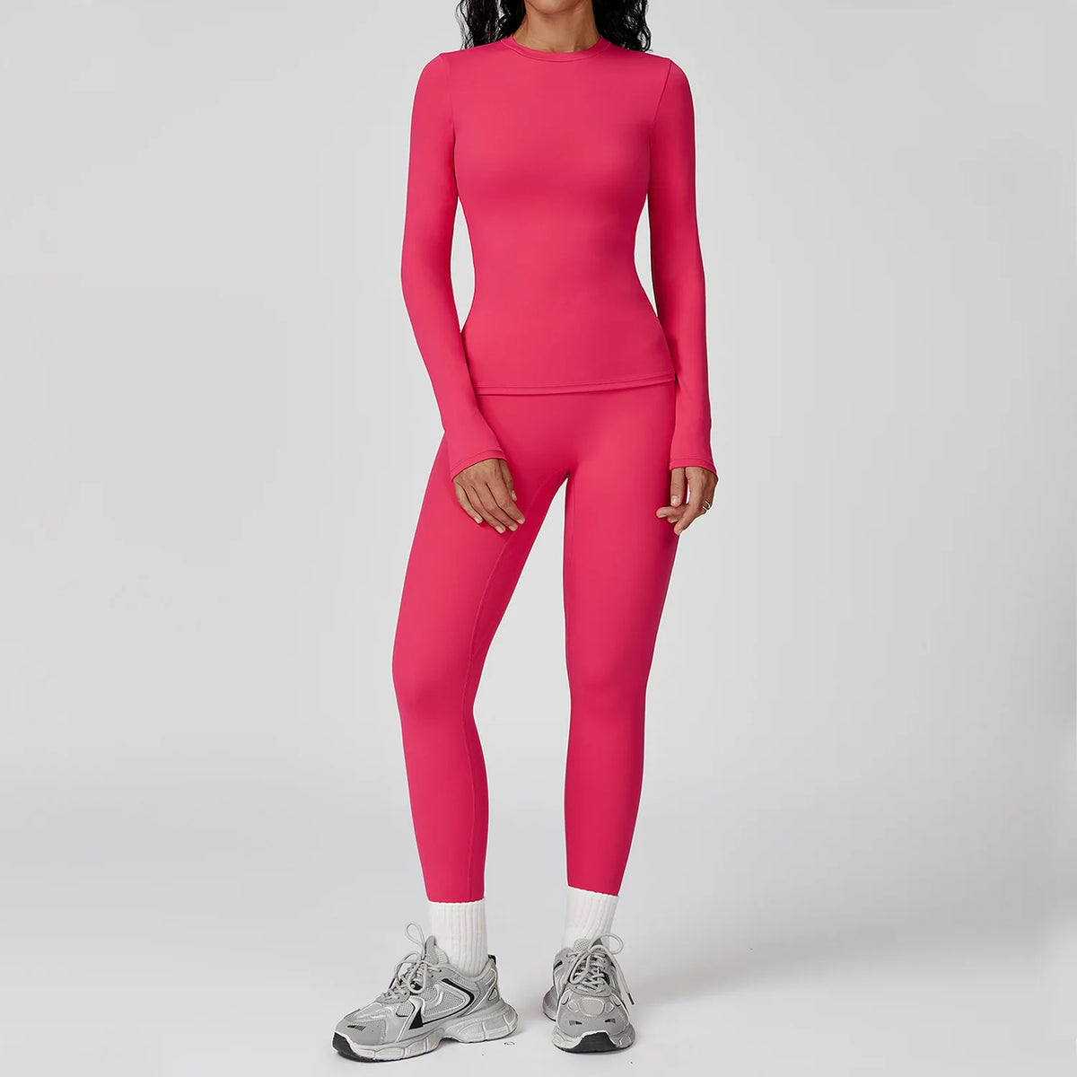Mocha brown yoga set with 2 pieces from Corporación Turística, sporty athletic wear, comfortable and stylish for exercise.