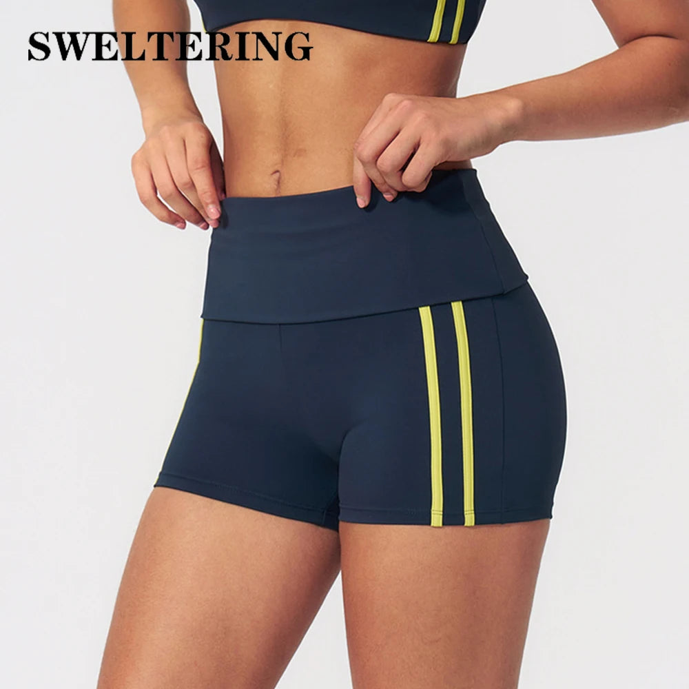 Moss green women's yoga shorts by Corporación Turística, comfortable stretch fabric, high waist, perfect for active wear.