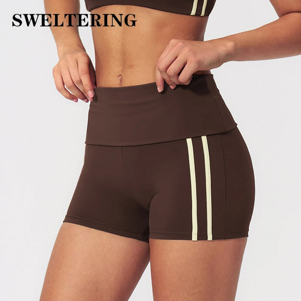 Moss green women's yoga shorts by Corporación Turística, lightweight and comfortable for exercise or casual wear.