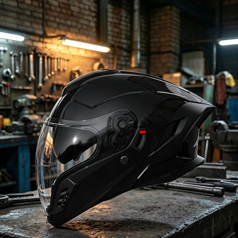 Unisex open-face motorcycle helmet with double visor, suitable for all seasons, from Corporación Turística, designed for motorcycling protection.