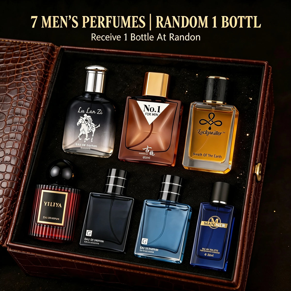 Caja sorpresa de colonia para hombre de Corporación Turística, una botella aleatoria de fragancia en la caja de perfume.