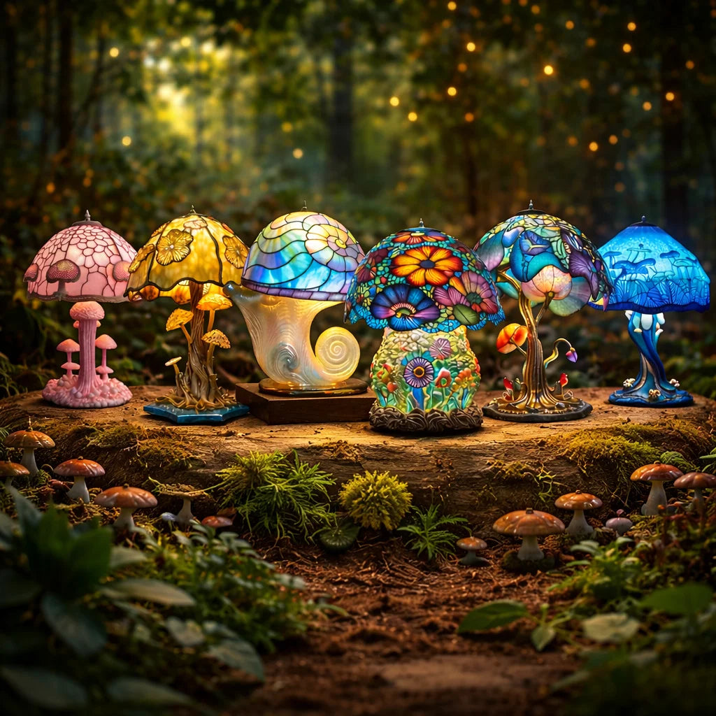Mushroom-shaped night lamp with flower design by Corporación Turística, soft glowing light ideal for cozy bedroom decor.