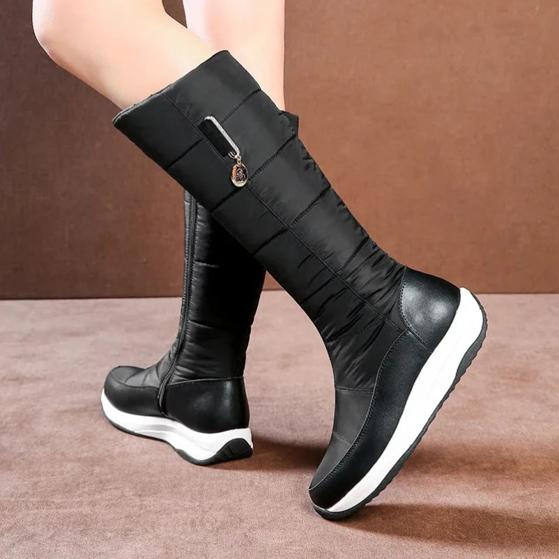 Black women's snow boots by Corporación Turística with faux fur lining and waterproof design, size 37, suitable for winter conditions.