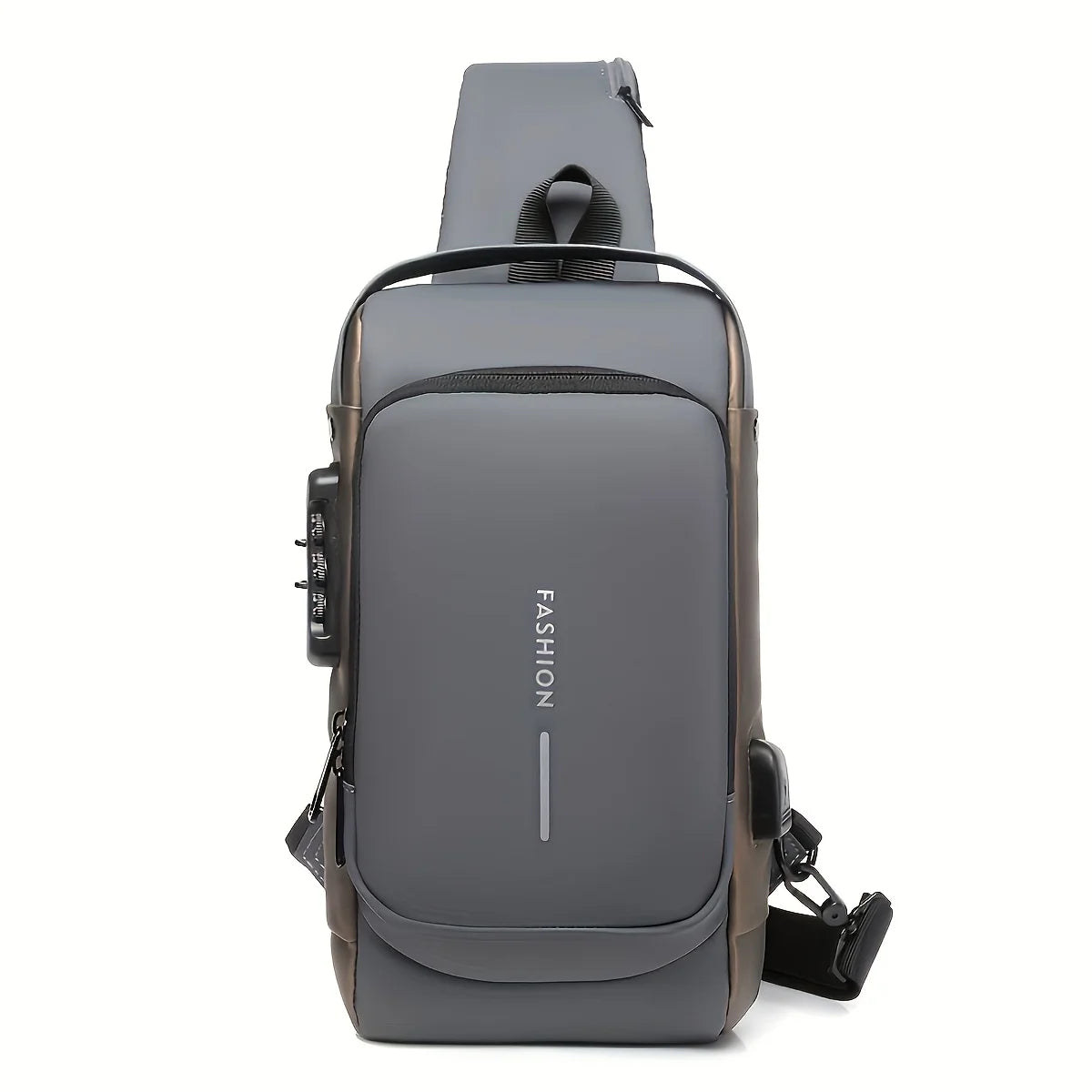 Black men's anti-theft chest bag and modern backpack by Corporación Turística, featuring multiple compartments for secure storage.