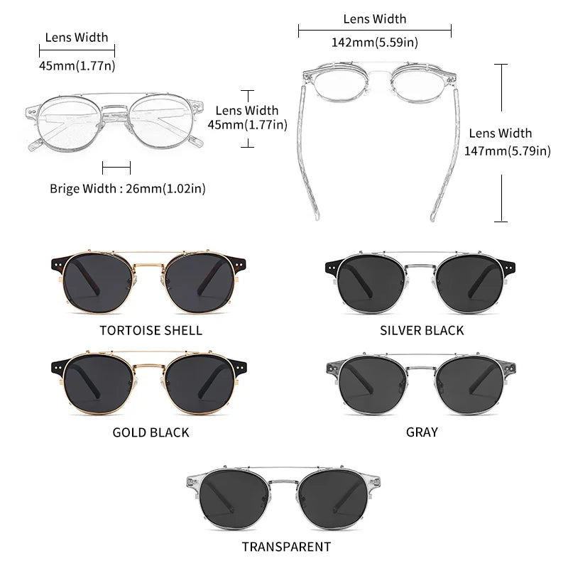 Black and gold GCV sunglasses with removable double-layer lenses, stylish design by Corporación Turística.
