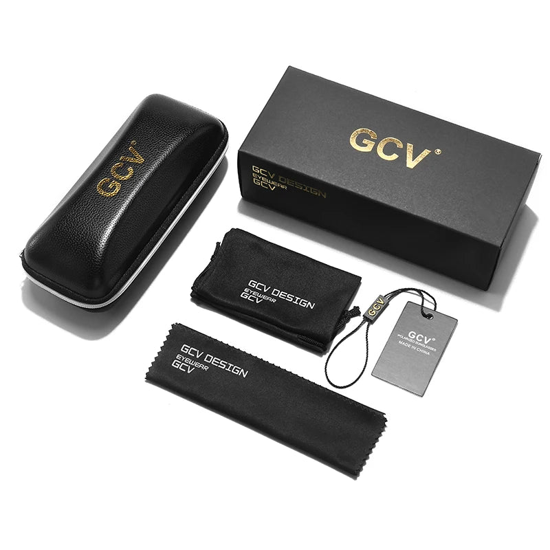 Black and gold GCV sunglasses with removable double-layer lenses, featuring a stylish design and sturdy frame.