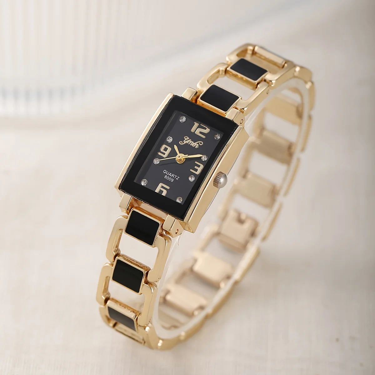 Set of 6 elegant and modern women's watches by Corporación Turística, featuring black straps and stylish design.