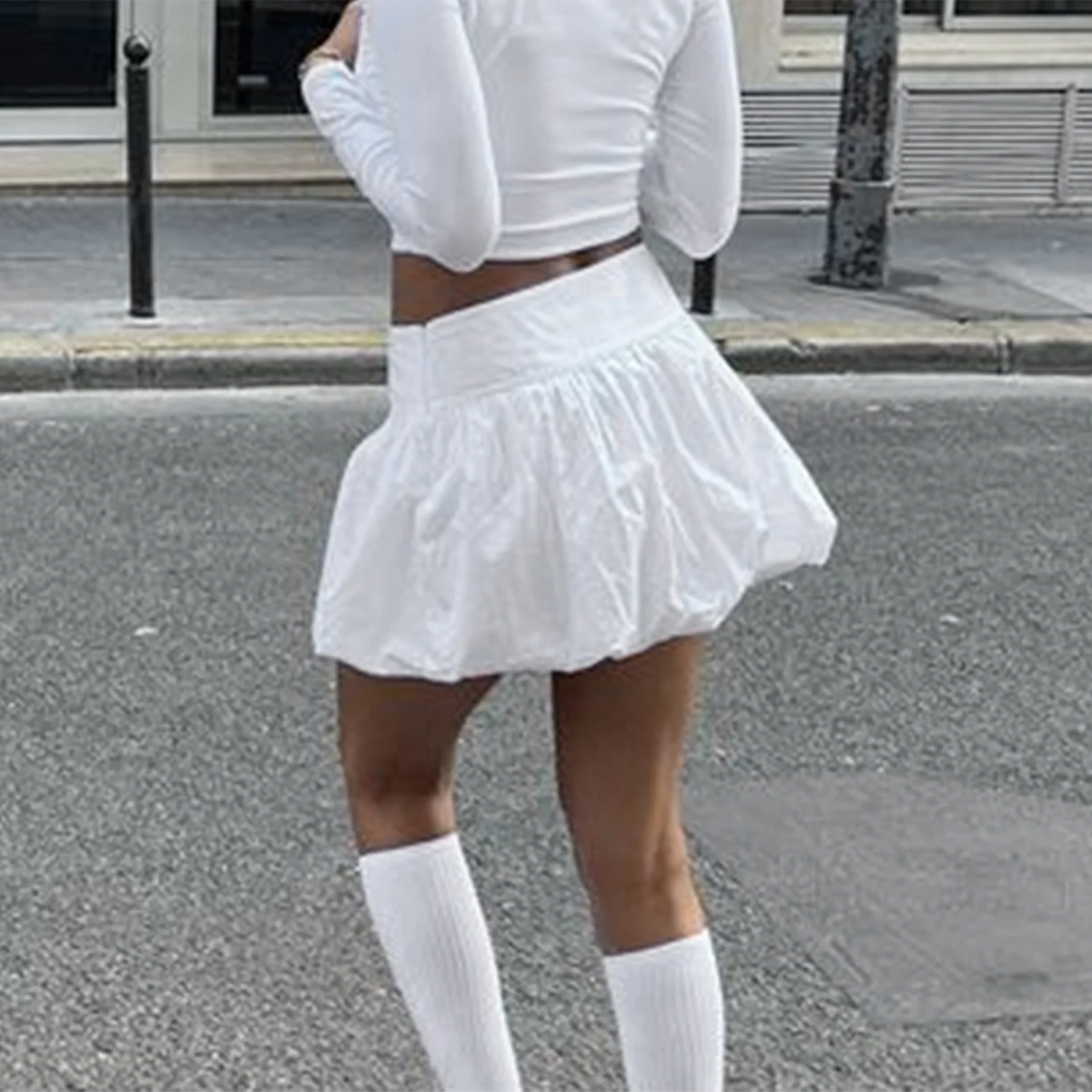Black women's miniskirt with lantern-style design, casual and informal style by Corporación Turística.