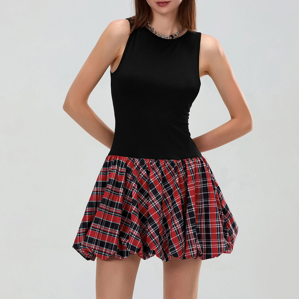 Black sleeveless minidress for women by Corporación Turística, featuring a fitted, sexy design perfect for stylish occasions.