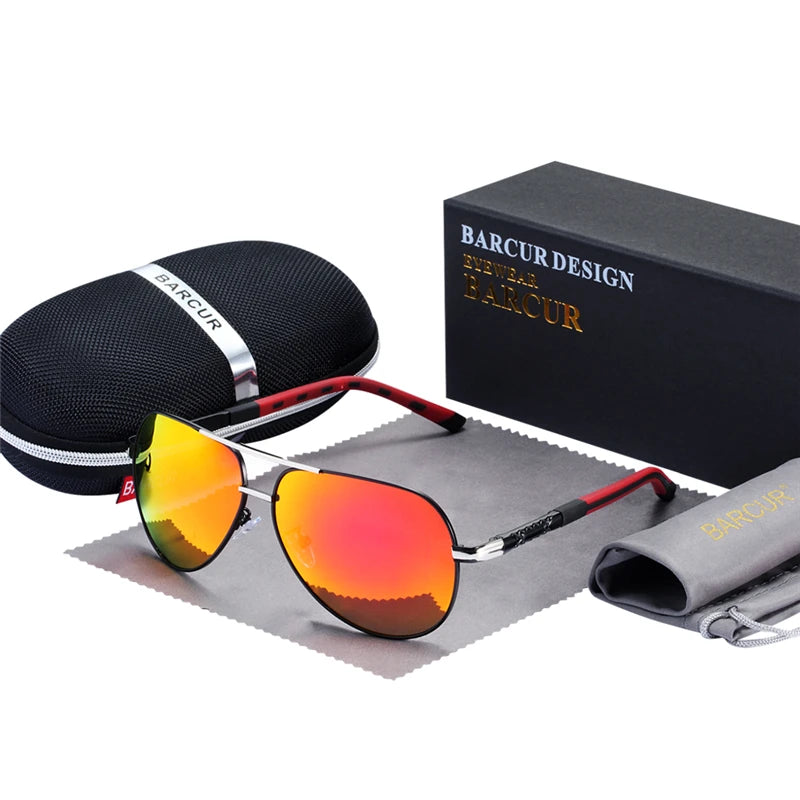 Black Barcur classic men's aluminum sunglasses with sleek frame, featuring modern design and tinted lenses for stylish sun protection.