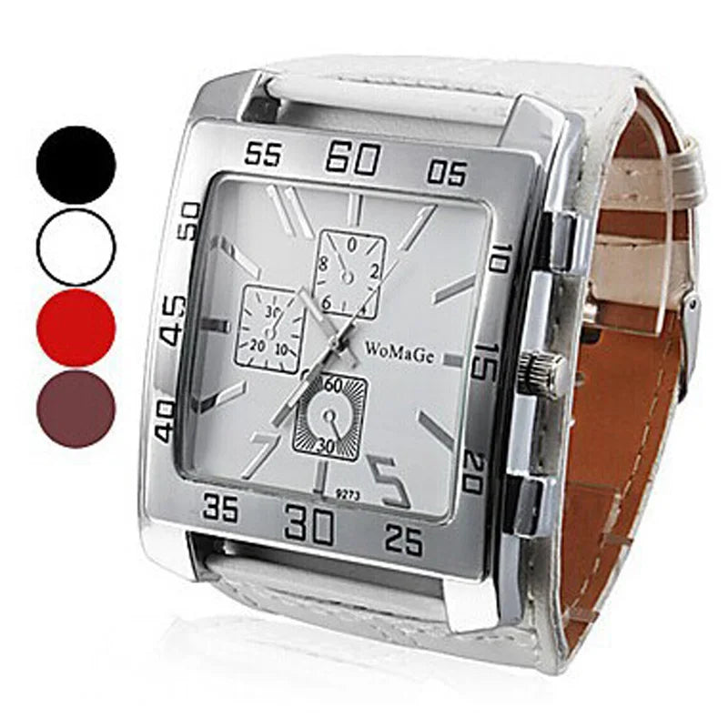 Fashionable square red women's watch by Corporación Turística with a sleek design and black strap.