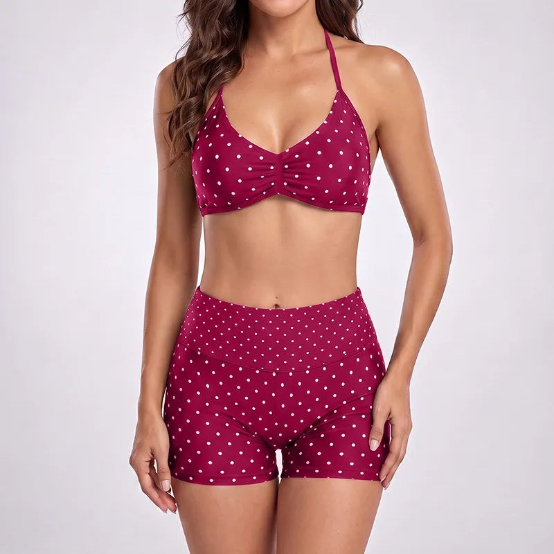 Black women's yoga sports set by Corporación Turística featuring a stylish printed design, perfect for active wear and yoga sessions.