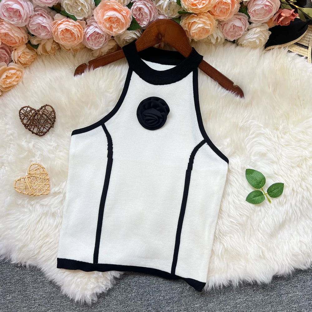 Elegant black Y2K women's knit top by YuooMuoo, featuring a stylish and modern fashion design, perfect for casual or chic outfits.