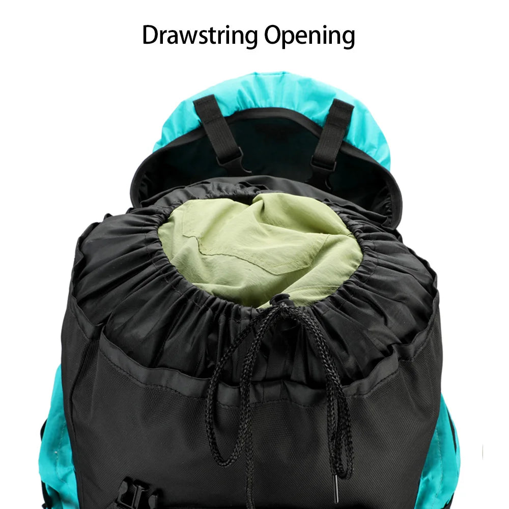 Large 90L hiking and camping backpack by Corporación Turística, showing multiple compartments and adjustable straps.