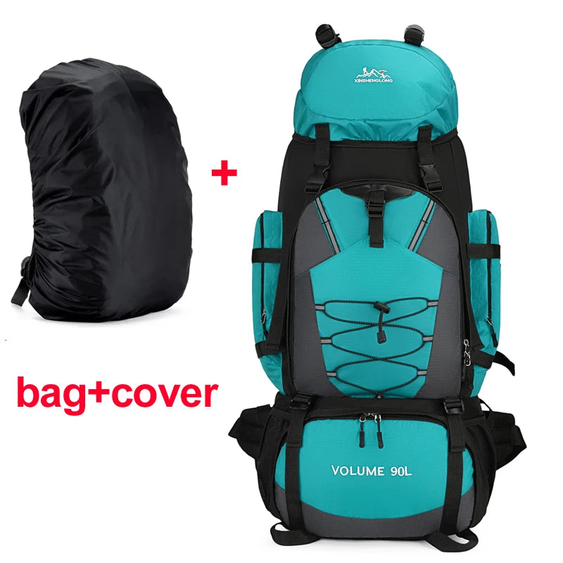 90L hiking and camping backpack by Corporación Turística, featuring multiple compartments and adjustable straps for outdoor adventures.