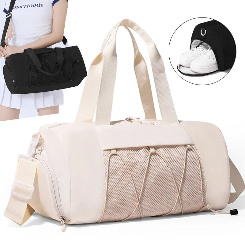 Black gym and travel bag for women and men by Corporación Turística, with sturdy handles and spacious main compartment.
