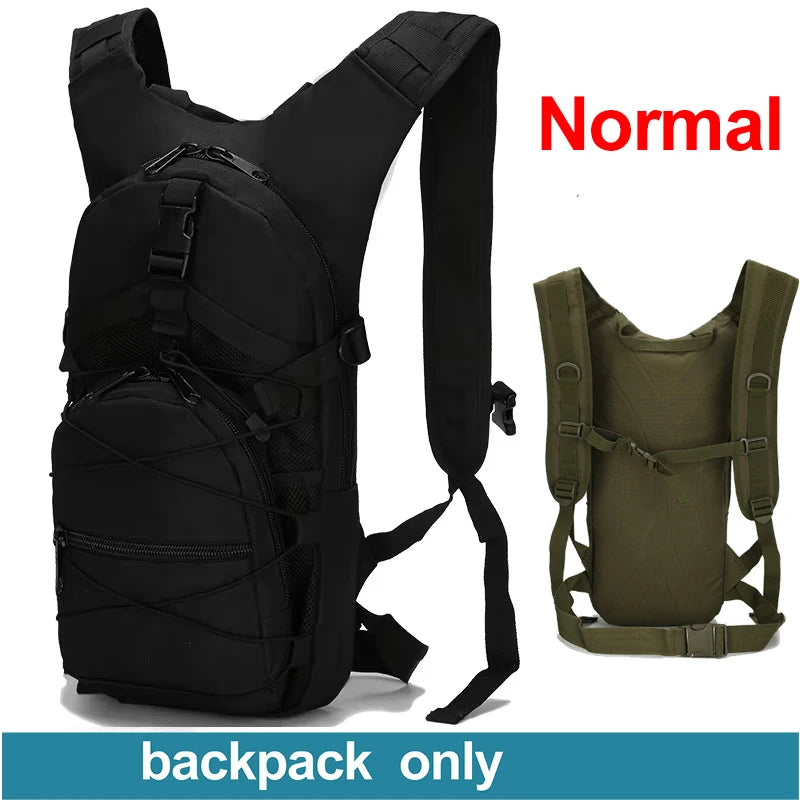 Tactical Molle backpack 15L by Corporación Turística, designed for cycling with multiple compartments and durable nylon material.